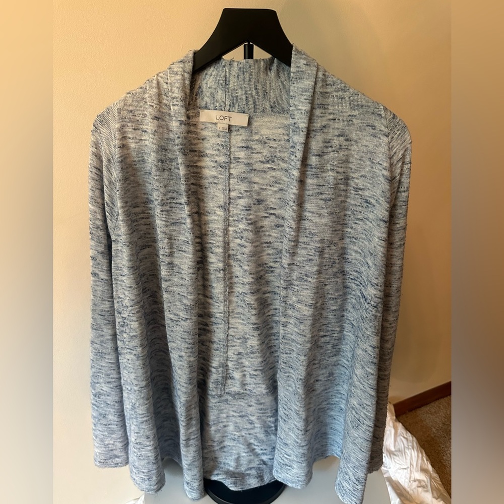 LOFT Heathered Gray Open Front Cardigan